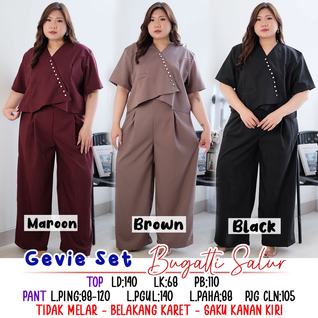 BIGSIZE JUMBO -  GEVIE SET SETELAN WANITA POLOS LD 140 ONE SET KEKINIAN BIG SIZE  SETELAN CELANA PEN