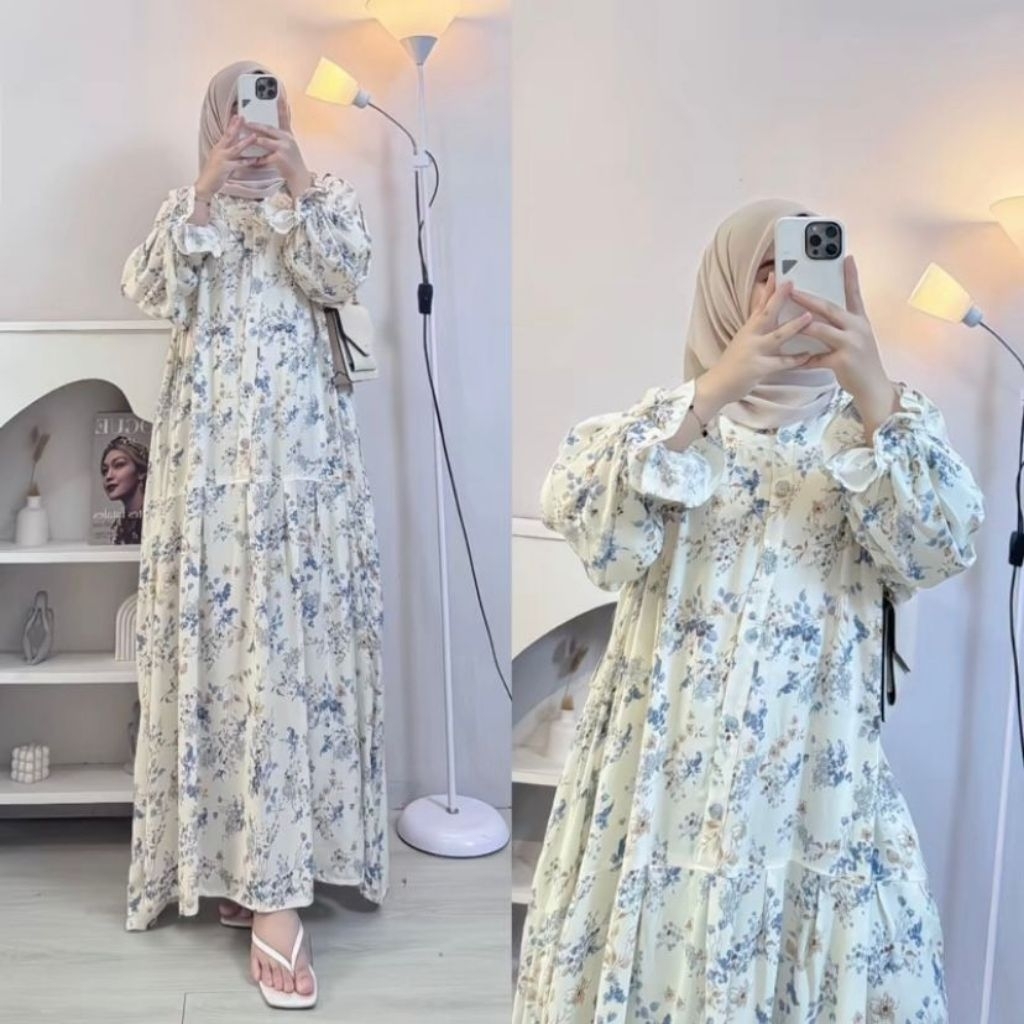 DAISY DRES GAMIS RAYON WANITA MUSLIM JUMBO BUSUI MOTIF BUNGA TERBARU