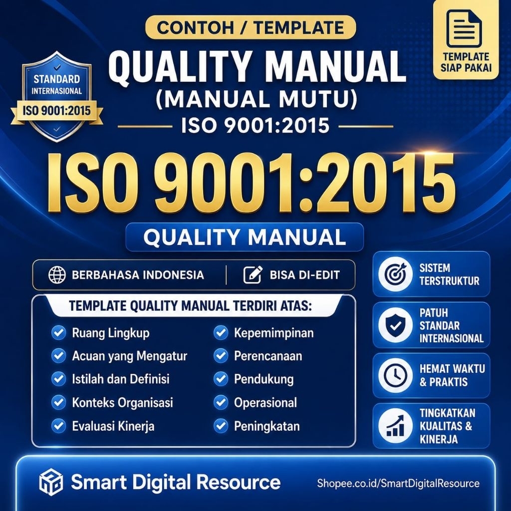 Contoh/Template Quality Manual (Manual Mutu) ISO 9001:2015