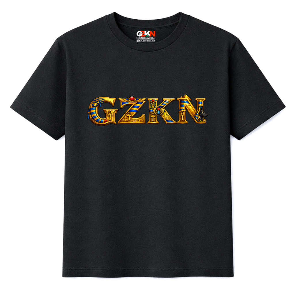 GZKN - T shirt Pria Lengan Pendek Hitam Egyptian ornament