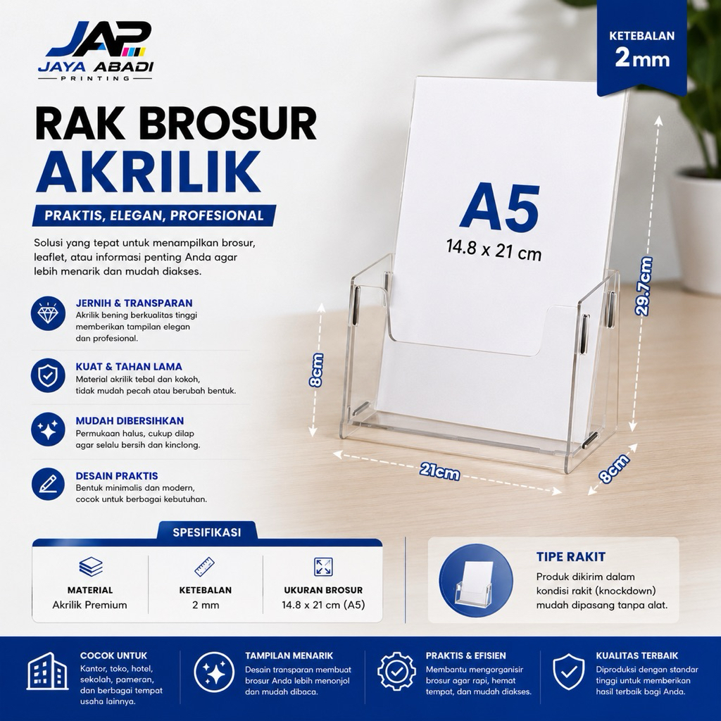 Rak Brosur Akrilik A5 / Display Tempat Brosur Akrilik
