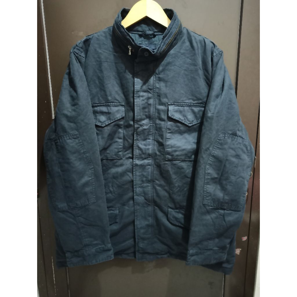 JAKET PARKA MODEL TACTIKAL M65 WARNA NAVY BAHAN KANVAS DENIM TEBAL MEREK GAP SIZE XXXL