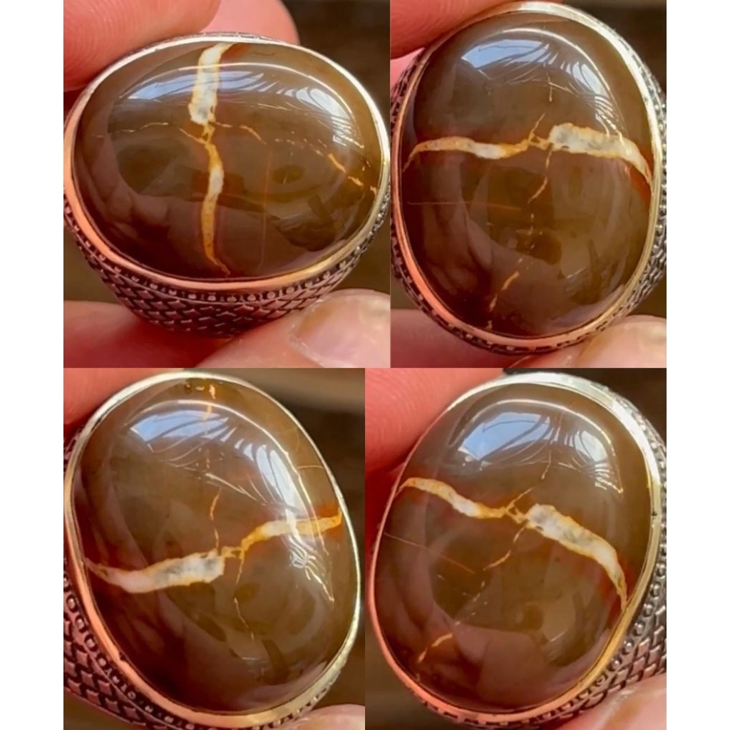 NATURAL CINCIN BATU AKIK DIYENGAN PAMOR TAPAK JALAK BATU ASLI SUMENEP MADURA AJIB ANTIK SUPER LANGKA