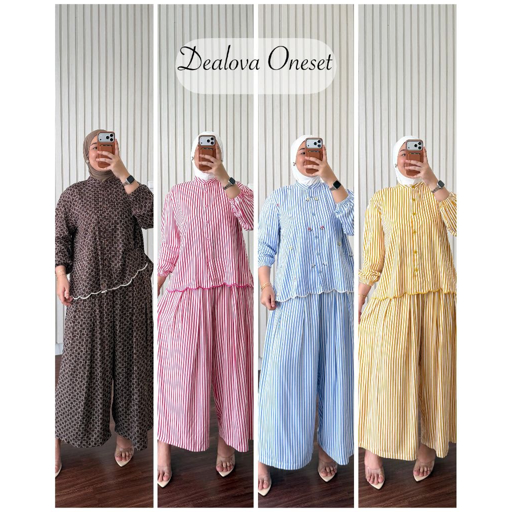 ONESET ANISA/ONESET DEALOVA/ONESET RAYON PREMIUM/SET KEMEJA GARIS/ONESET KULOT RAYON/SET PIYAMA JUMB
