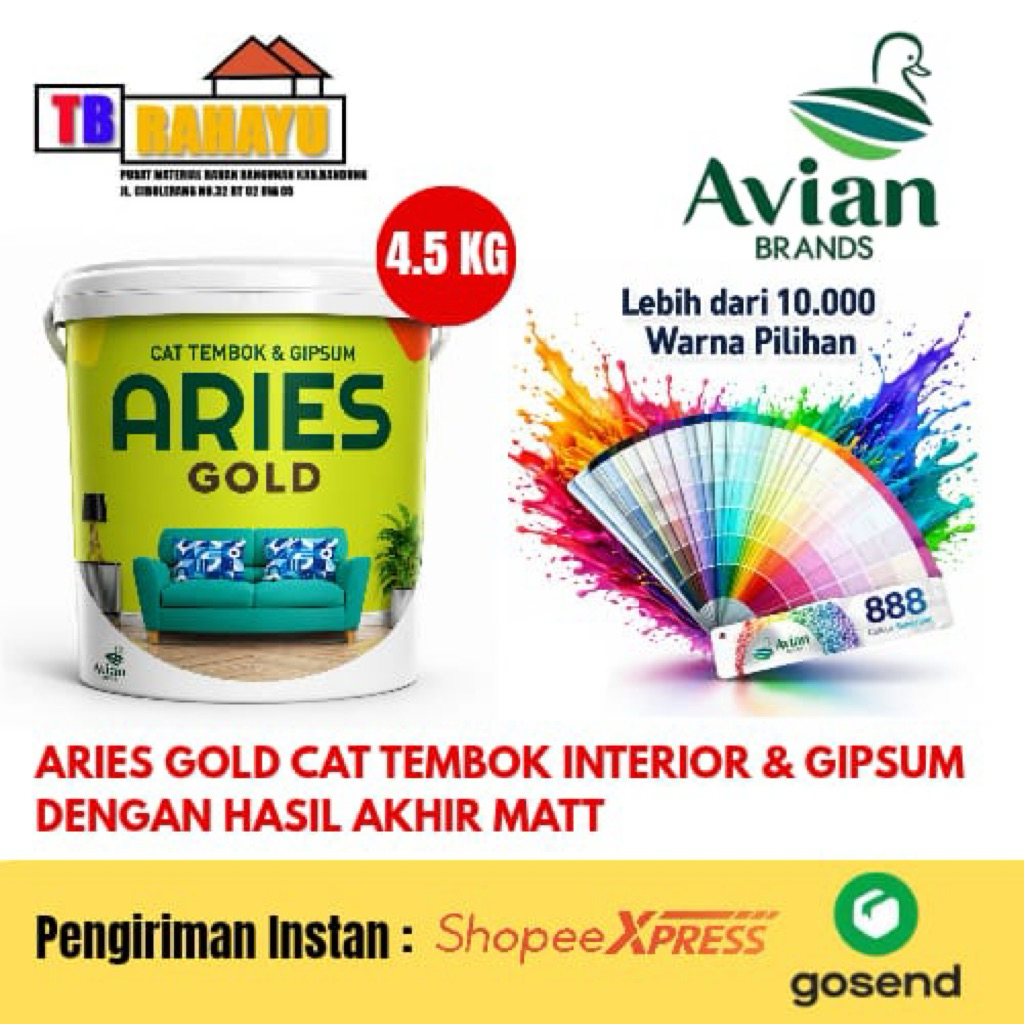 Cat Tembok Aries Gold Tinting - 4,5 KG, Aries Gold Tinting Cat Tembok - 4,5 KG