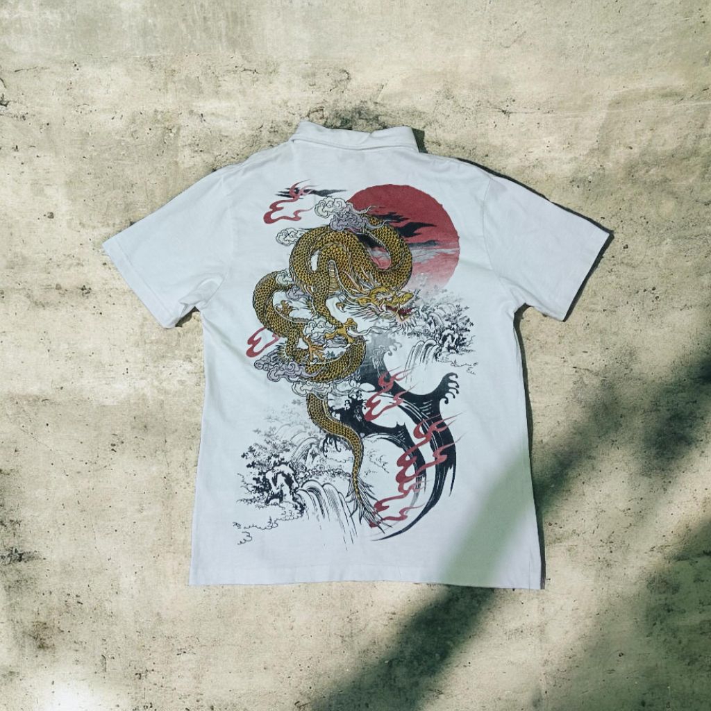 Kaos Kerah/ polo Sukajan naga bordir