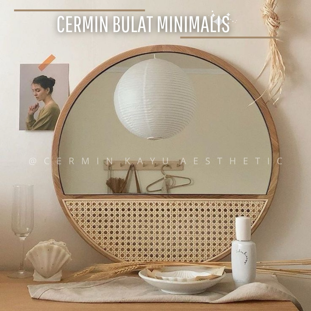 mirror cermin dinding minimalis cermin dinding bulat cermin dinding kayu jati cermin dinding rotan c