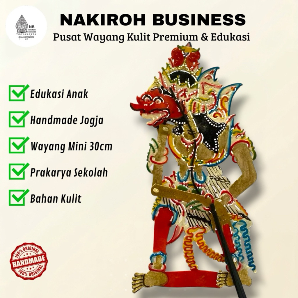 NAKIROHBUSINESS WAYANG kulit BUTO KUMBOKARNO BAHAN KULIT SAPI TEBAL KUAT -+45CM