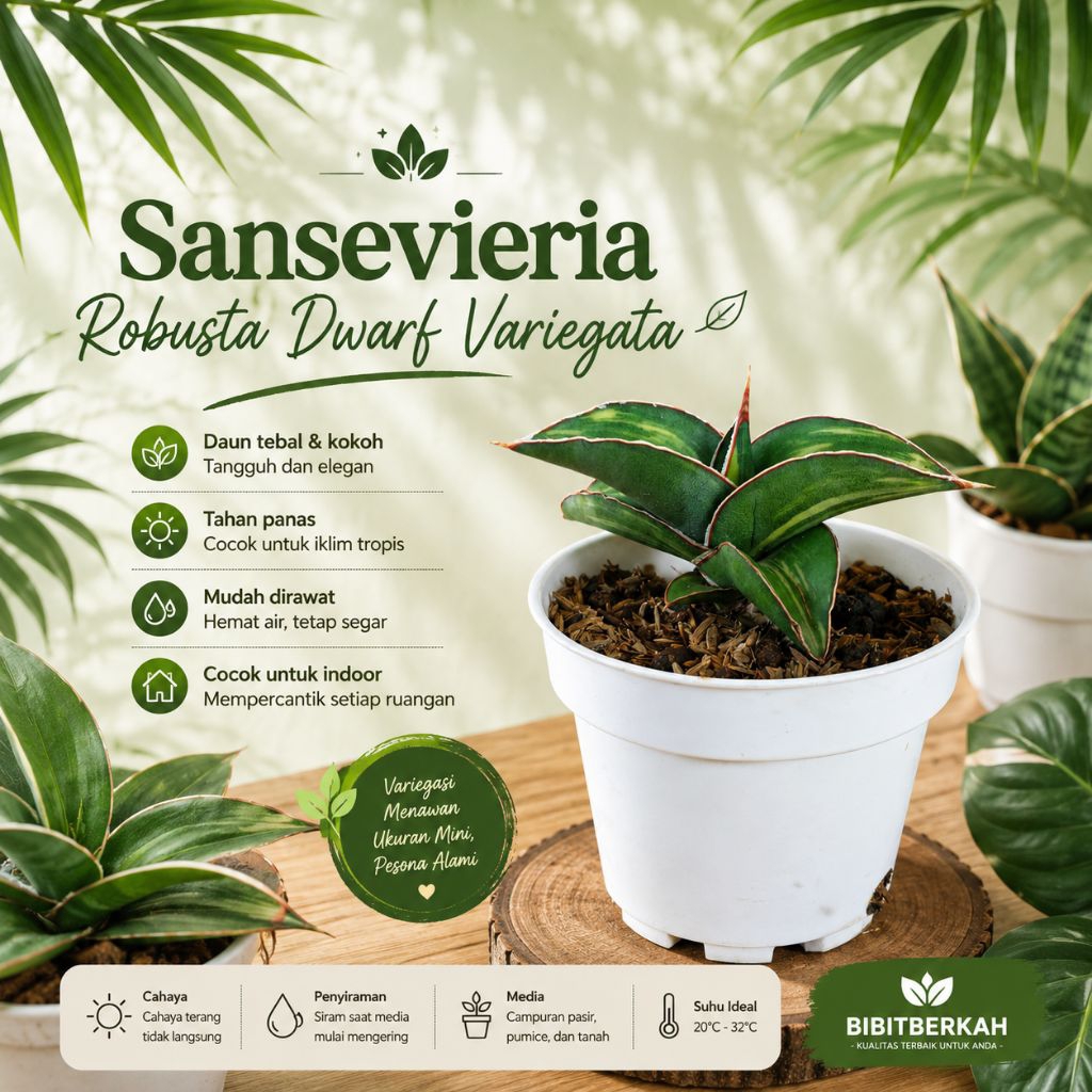 Sansevieria Robusta Dwarf Variegata - Tanaman Hias Sansivera Hybrid Lidah Mertua