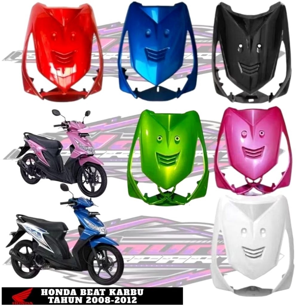 front panel tameng kap body depan Beat karbu kvy hitam putih merah biru hijaw pink