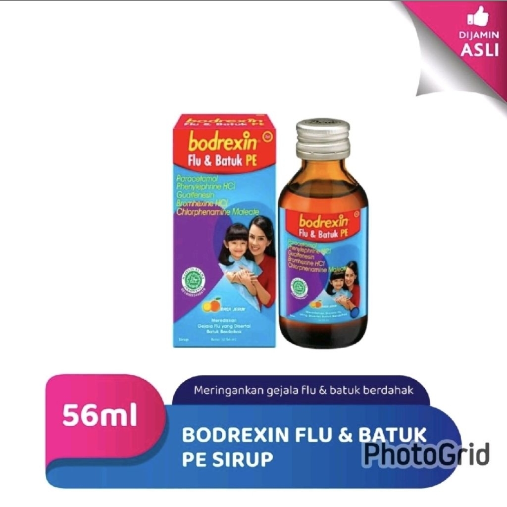 Bodrexin Flu & Batuk PE Sirup 56ml - Meringankan Gejala Flu dan Batuk Berdahak untuk Anak