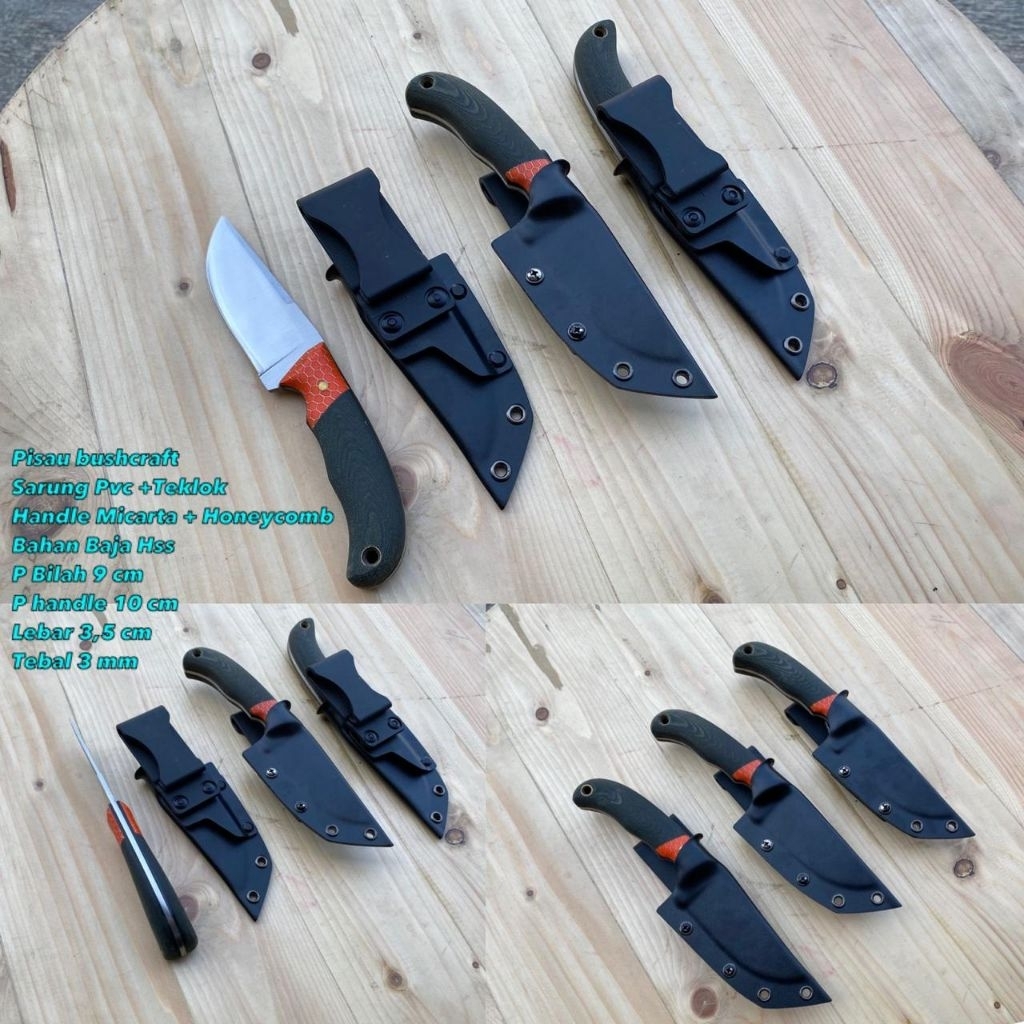 PISAU SESET SKINNER BUSHCRAFT KULIT KAMBING SAPI BAJA HSS