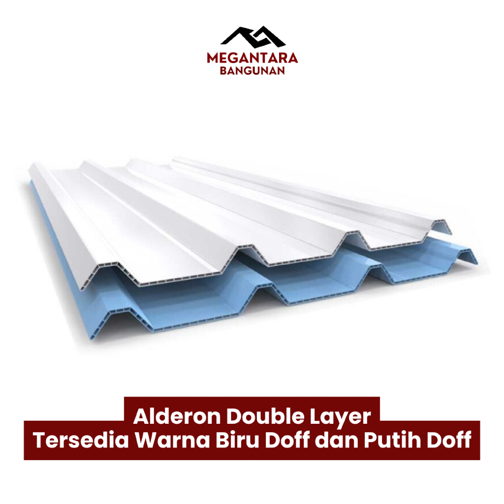 Atap Alderon Double Layer Doff Biru Putih Peredam Panas dan Suara untuk Atap dan Kanopi