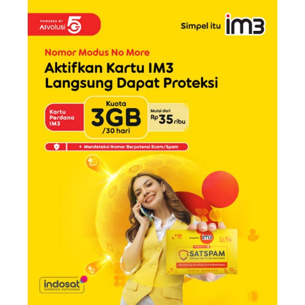 kartu perdana internet IM3 kuota 3Gb