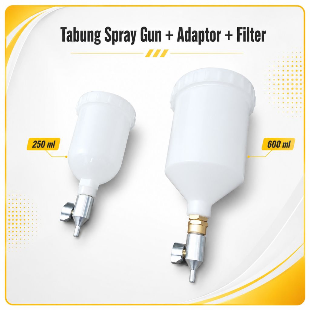 Adaptor Tabung Plastick Spray Gun 250/600ml untuk Auarita F3