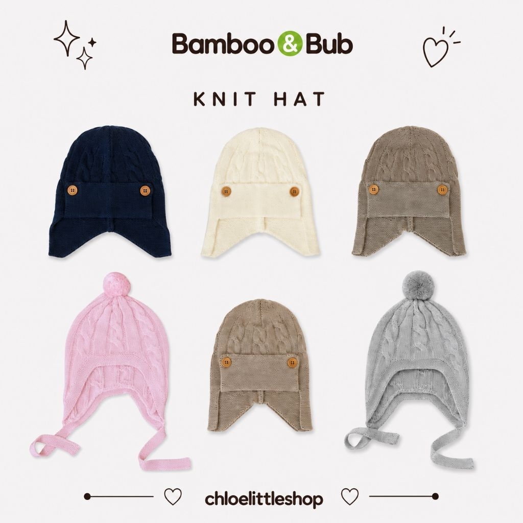 BAMBOO BUB Knit Topi Rajut Bayi Motif Army dari Serat Bambu Lembut, Nyaman untuk Anak Usia Dini Bamb