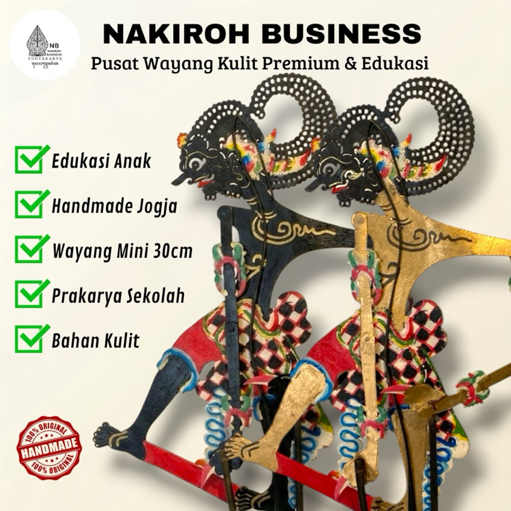 NAKIROHBUSINESS wayang kulit mini kulit sapi bima/werkudara/werkudoro tinggi wayang mini 30cm/ wayan