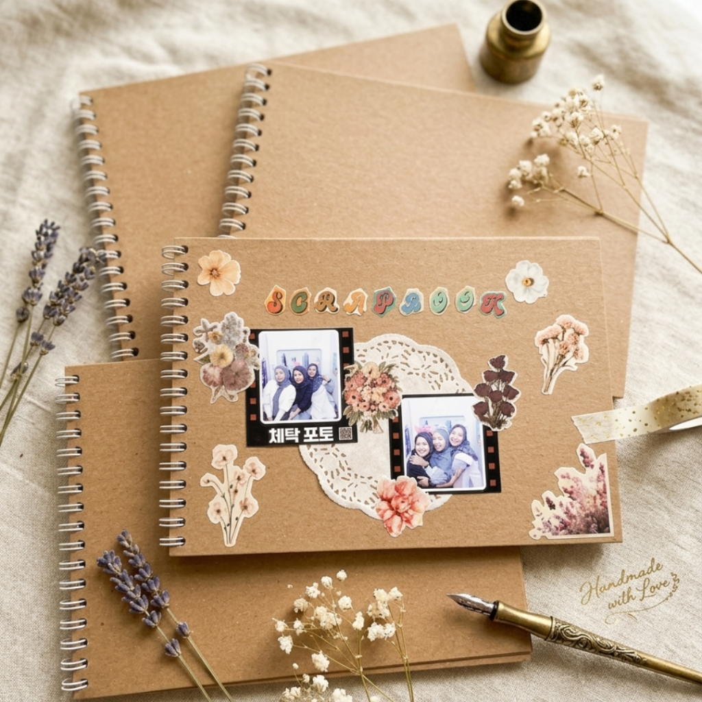 SCRAPBOOK POLOS A5 TEBAL FREE STICKER RANDOM | SCRAPBOOK POLOS RETRO | SCRAPBOOK ALBUM POLOS