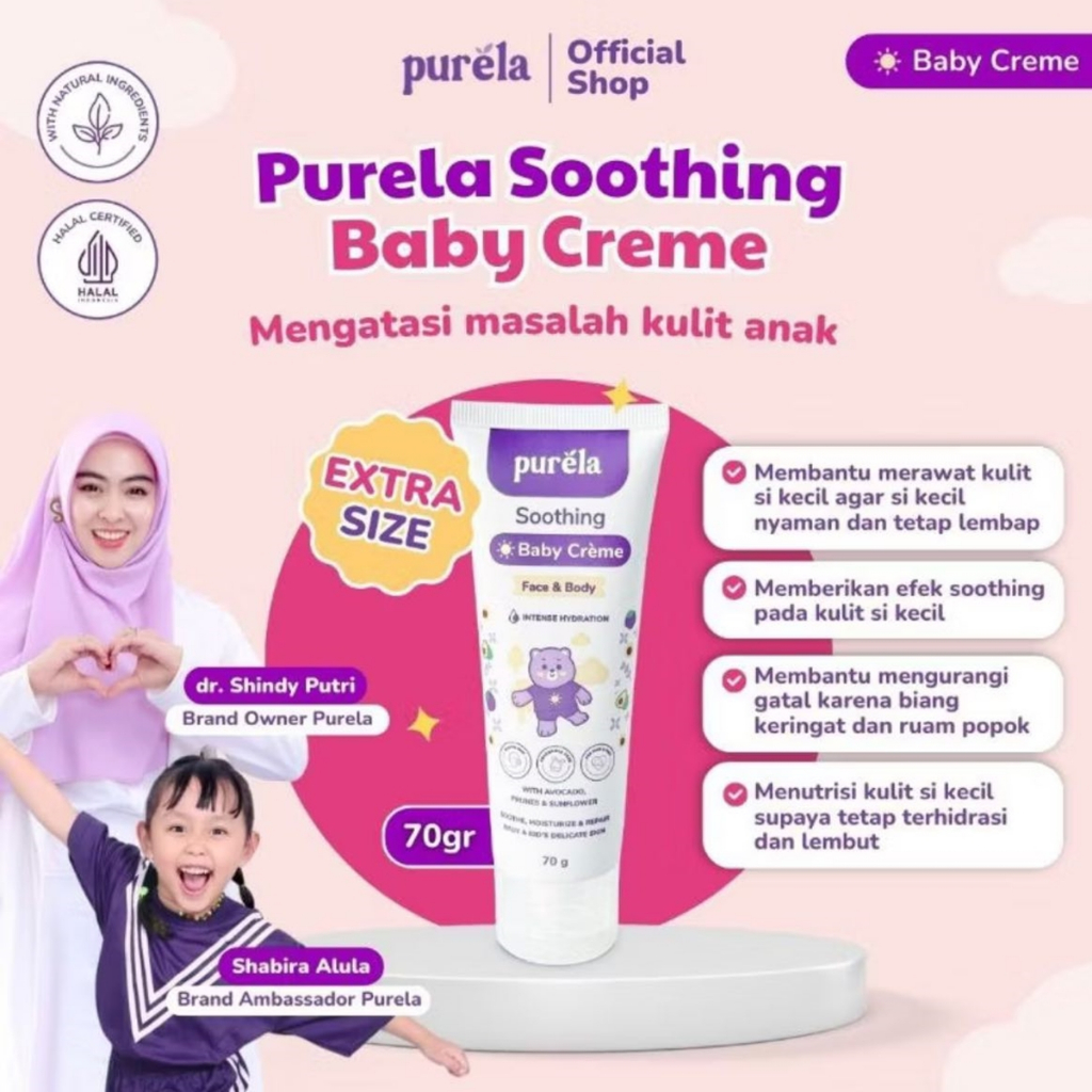 Purela Baby Kids Skincare Bodycare Glowing Shooting Baby Creme Perawatan Kulit Wajah Badan Newborn B