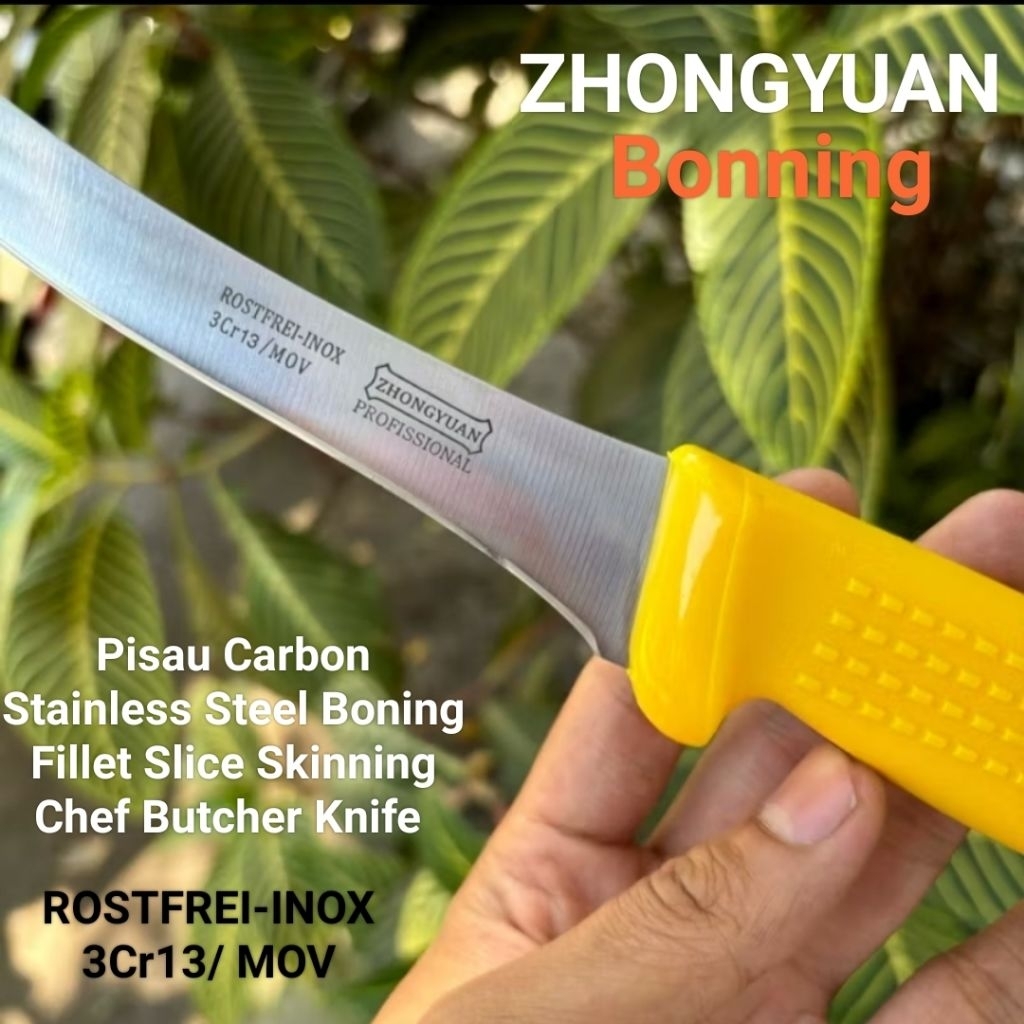 Pisau carbon Stainless Steel Boning Zhong Yuan pisau dapur tajam