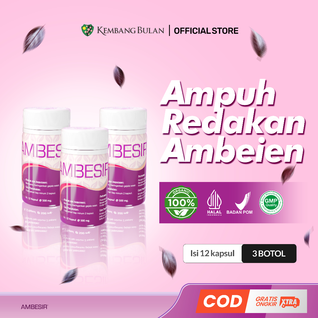 Kembang Bulan Ambesir isi 12 kapsul Bundling 3  - Obat Herbal Daun Ungu Wasir Ambeien Ambeyen Paling