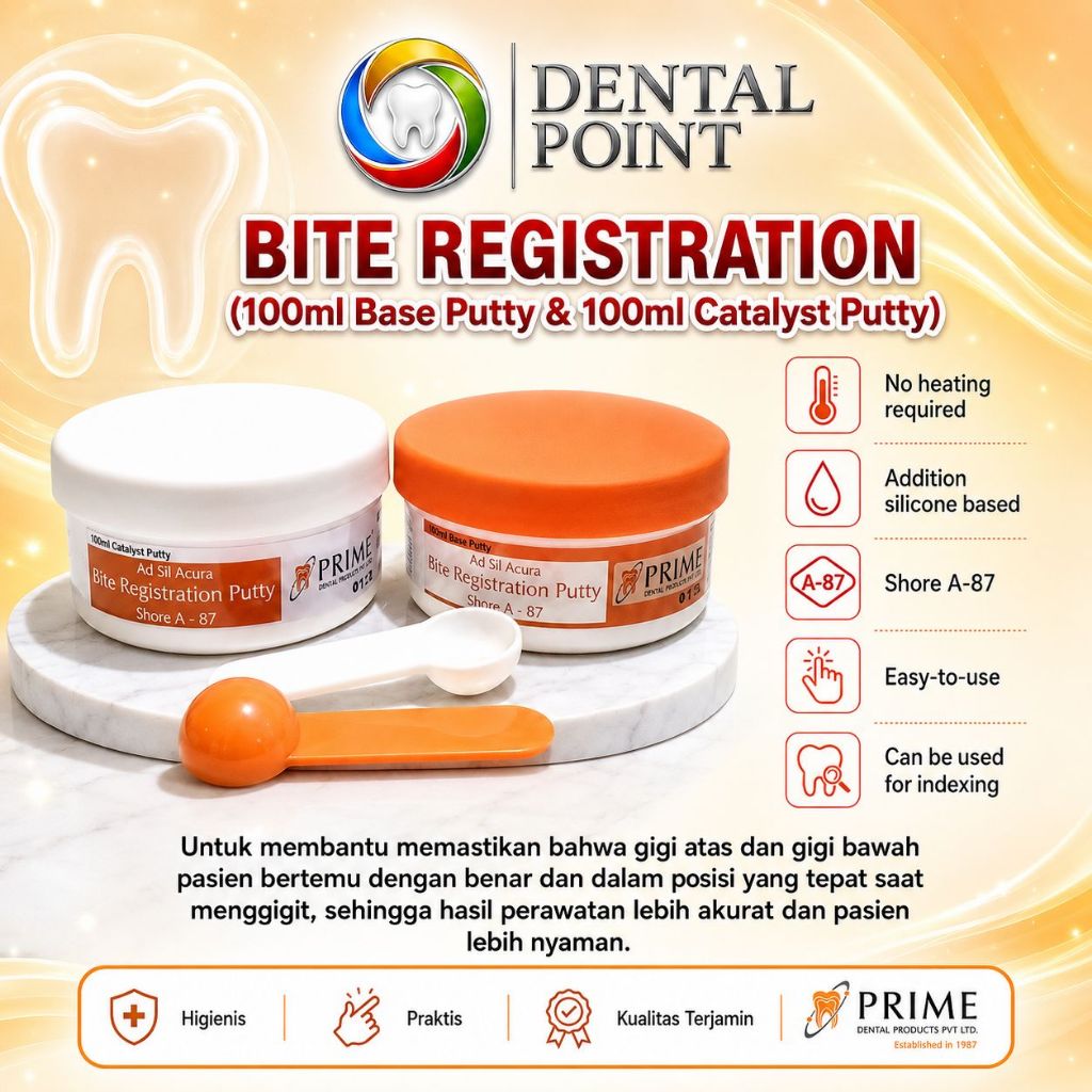 PRIME Ad Sil Acura Bite Registration Putty - 100ml Base & Catalyst - Bahan Cetak Silikon Elastomer