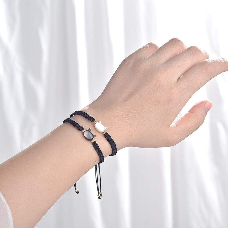 Gelang Manik Kucing Gelang Korea Gelang Tangan Lucu Gelang Motif Kucing Gelang Tali Simpul Gelang Ta