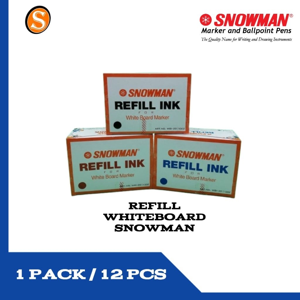[1 BOX] Refill INK spidol Snowman White Board || Snowman Refill ink