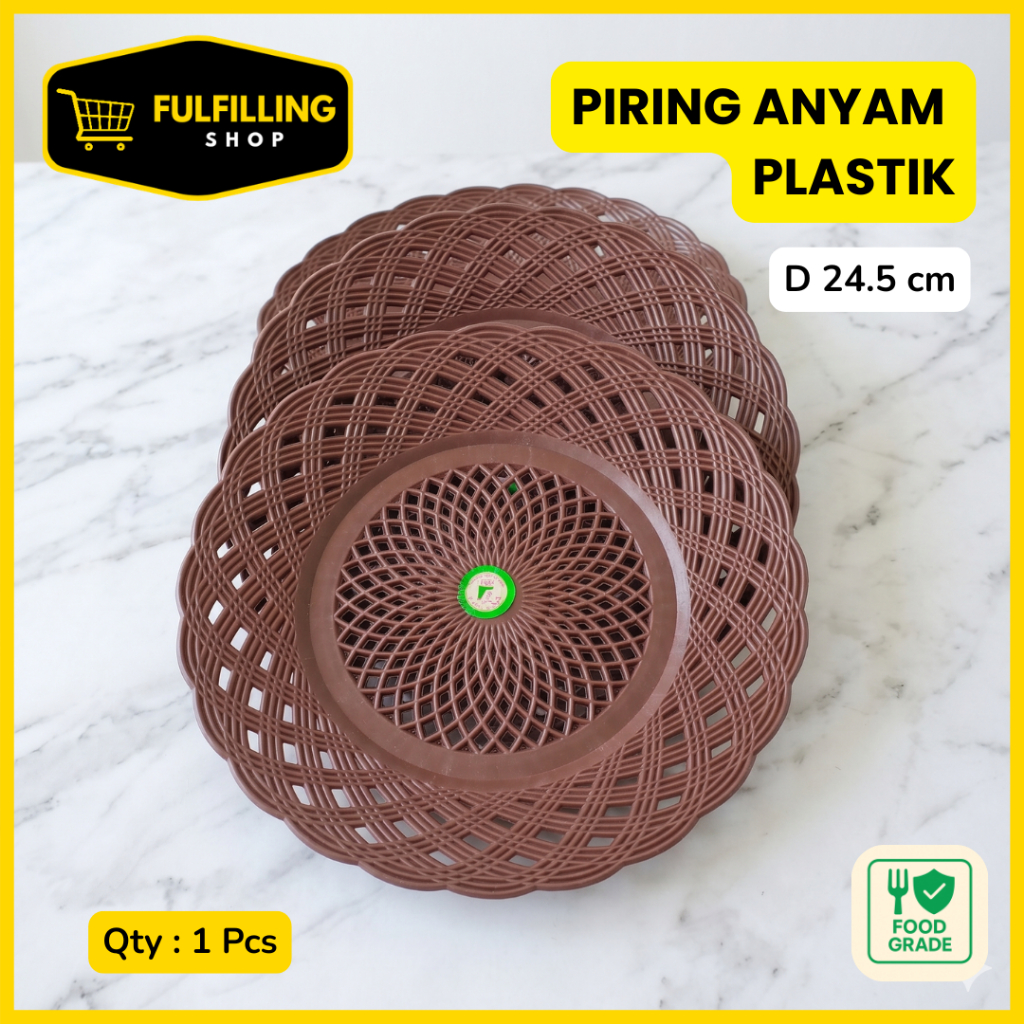 PIRING ROTAN ANYAM PLASTIK Motif Bunga