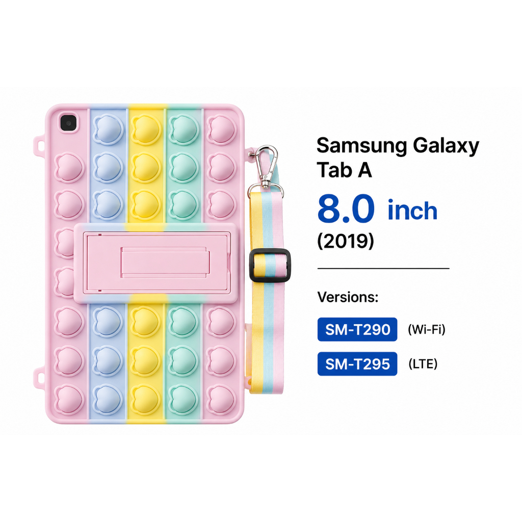 Pop It Case Tab A8 2019 T295 T290 – Lucu, Anti Stres, Ada Tali Strap!