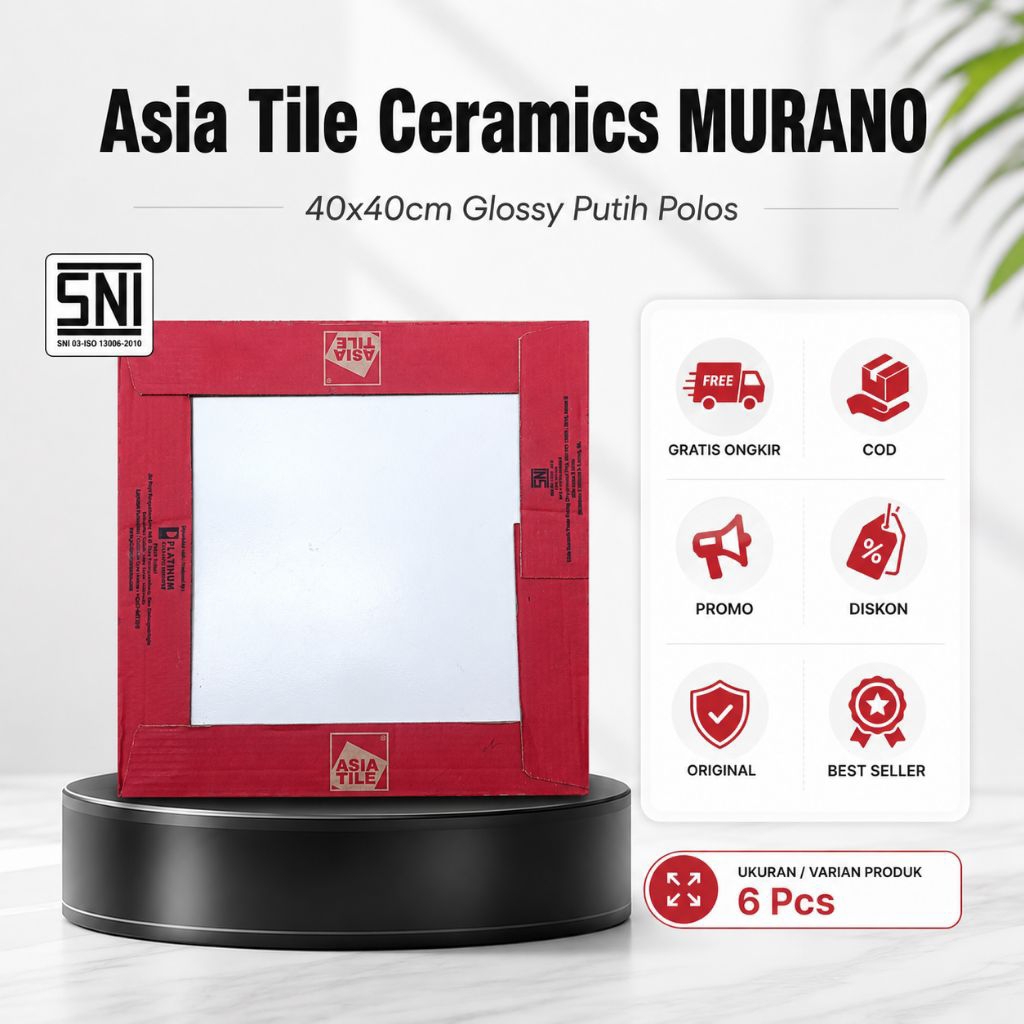 Keramik Putih 40 x 40 cm Murano (Glossy) Asia Tile / Keramik 40x40 Putih White / Asia Tile Ceramics 