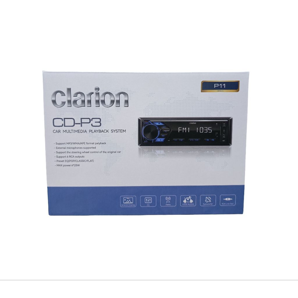 Single Din Clarion CD-P3 mp3 USB bluetooth car multimedia playback sistem