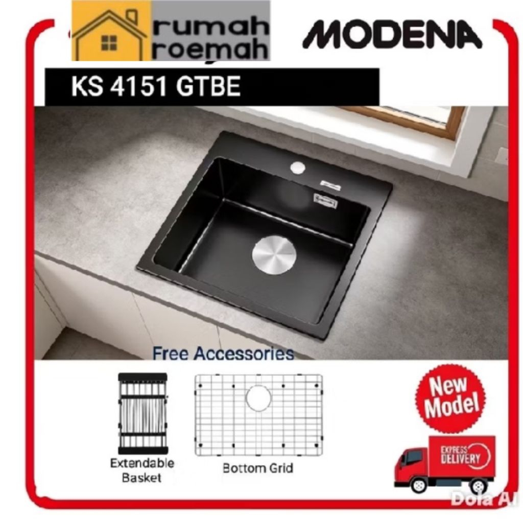 Modena Kitchen Sink KS 4151 GTBE Granite Black Matte