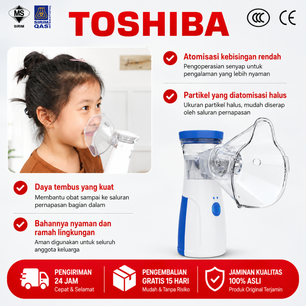 Cukup satu klik, langsung hirup obat, partikel kabut lembut tanpa suara.Nebulizer, Inhalator Portabe