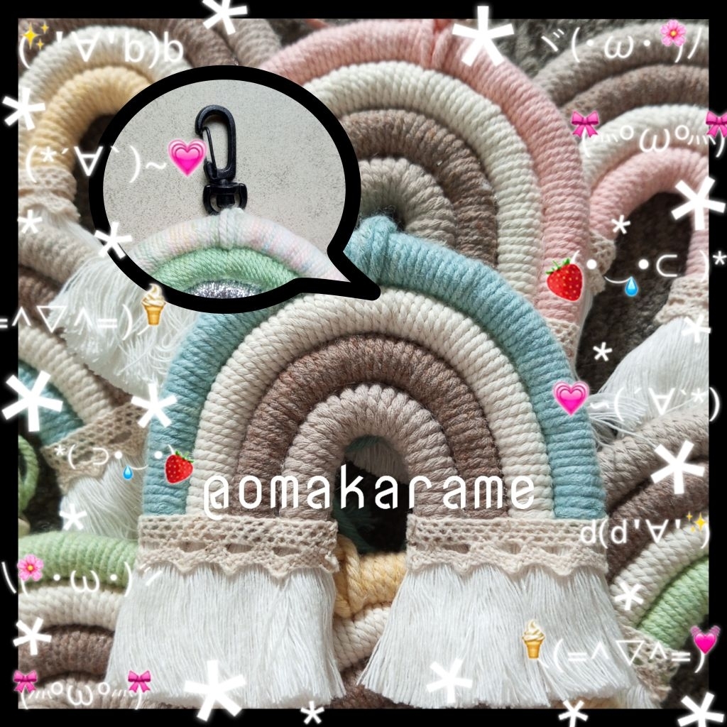 OMAKARAME [KAIT] VOL. 2 Rainbow Macrame Makrame Pelangi Gantungan Kunci Tas Mobil Hiasan Aksesoris S