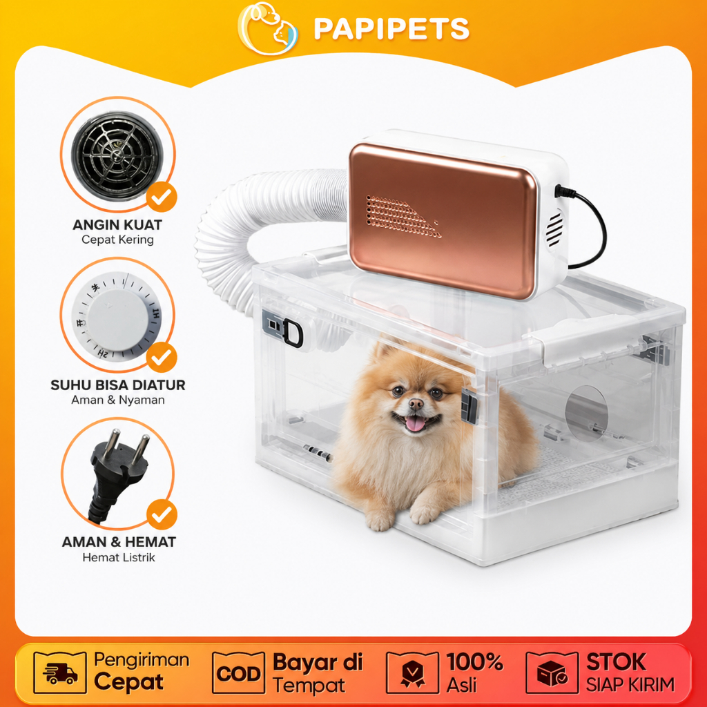 PAPIPETS Pet Nebulizer Oxygen Incubator Inhalation Box Alat Terapi UapPet Dryer Pet Dryer Box Penger