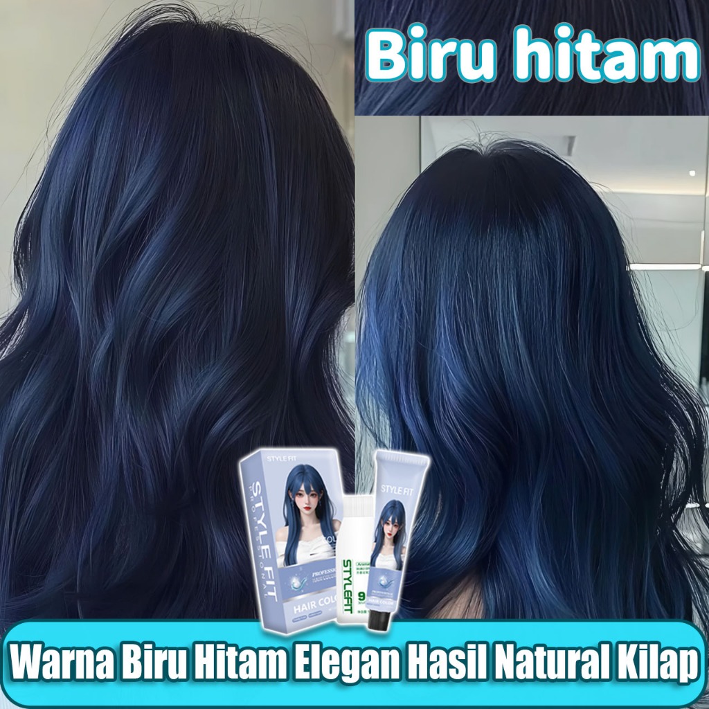 [COD] STYLE FIT Biru kehitaman Cat rambut 200ml Hasil Alami Kilap Tahan Lama Tanpa Bau Menyengat(pew