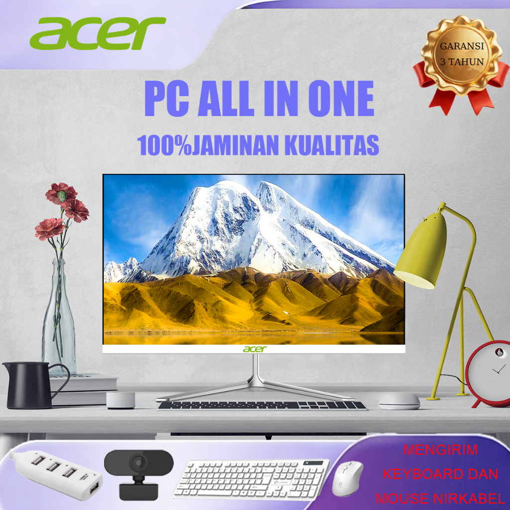 Acer Komputer PC All-in-One Super Tipis Layar HD Intel Core i3/i5/i7 Garansi 3 Resmi Gratis keyboard