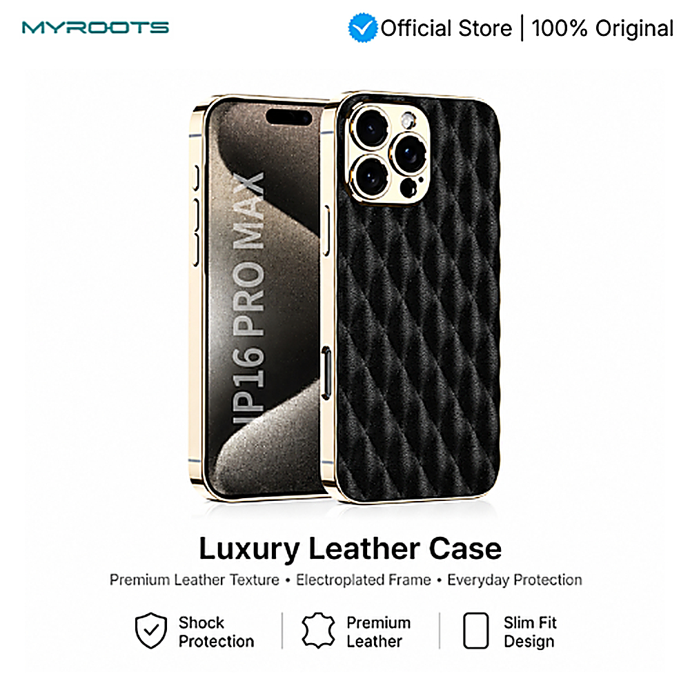 Myroots Royale Diamond Case For Iphone 16 Pro Max Casing PU Leather Protective High Quality