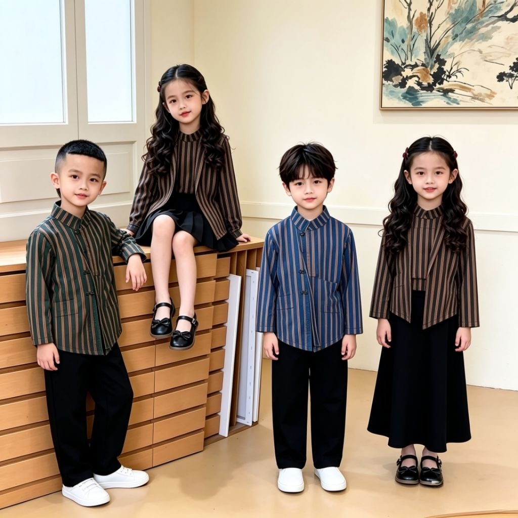 Baju lurik adat jawa anak cowok cewek/Lurik adat jawa anak