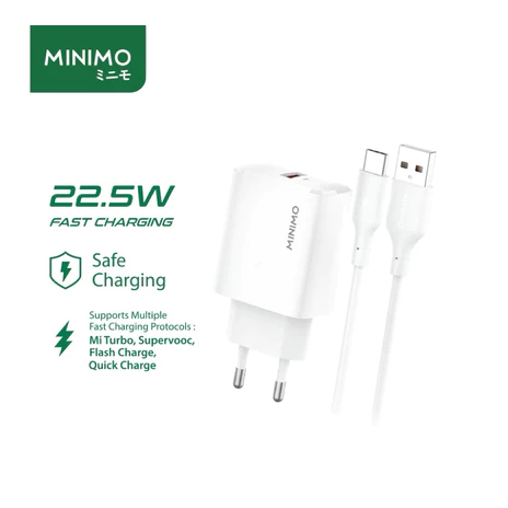 MINIMO CSP01-C USB Fast Charge With USB to Type-C Cable Fast Charging 22.5W 100Cm Set Charger Usb To