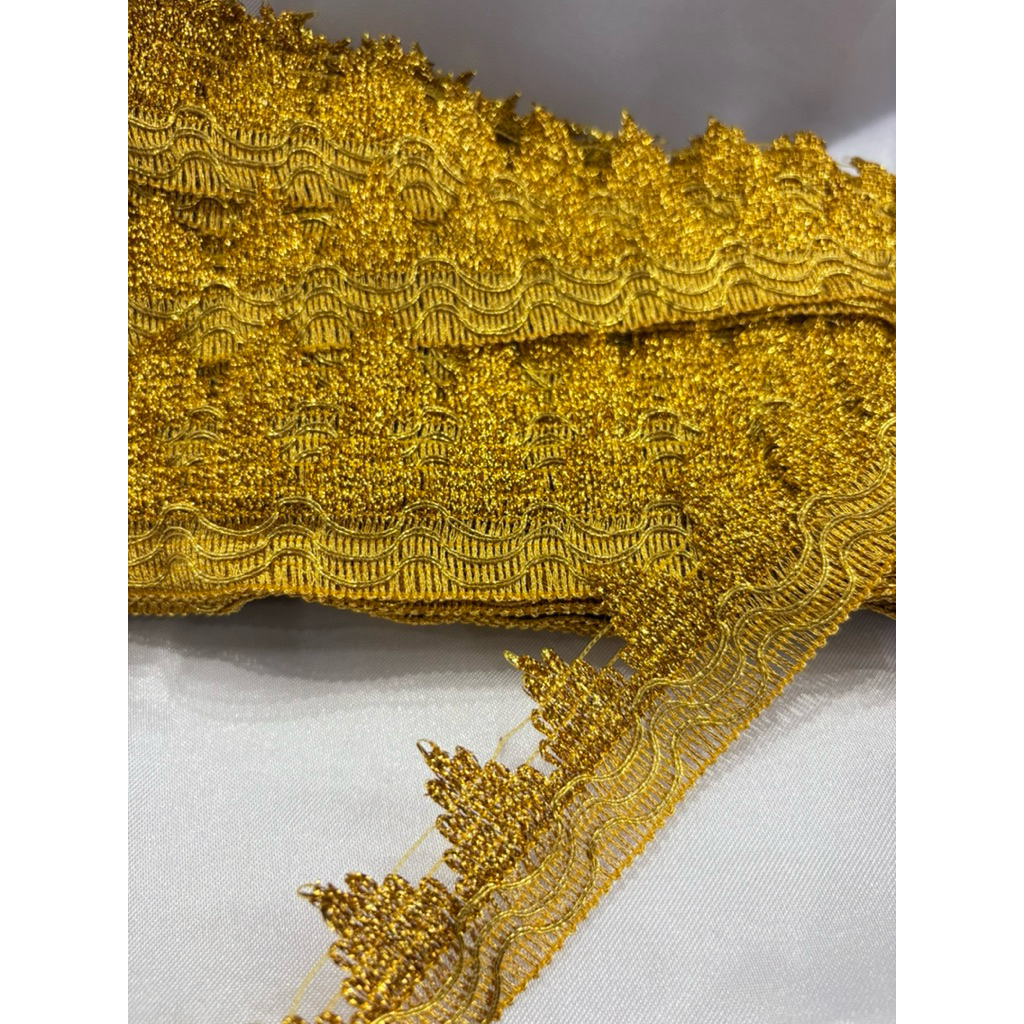 Renda Mas Mahkota 1199/Renda Mas/Renda Mahkota/Renda Emas/Renda lebar 4cm/Renda Hiasan
