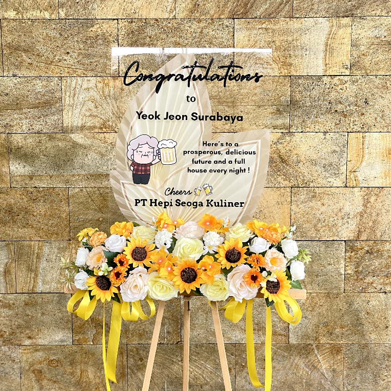 Papan Bunga Akrilik | Flower Standing Akrilik Congratulations Ucapan Selamat Grand Opening Toko Baru