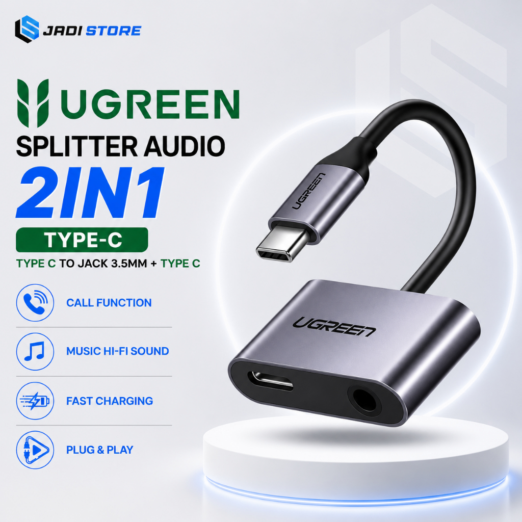 UGREEN Kabel Audio Splitter 2in1 Type C to USB C + Jack 3.5mm DAC Chip 60164 Non-DAC 50596 Adapter C