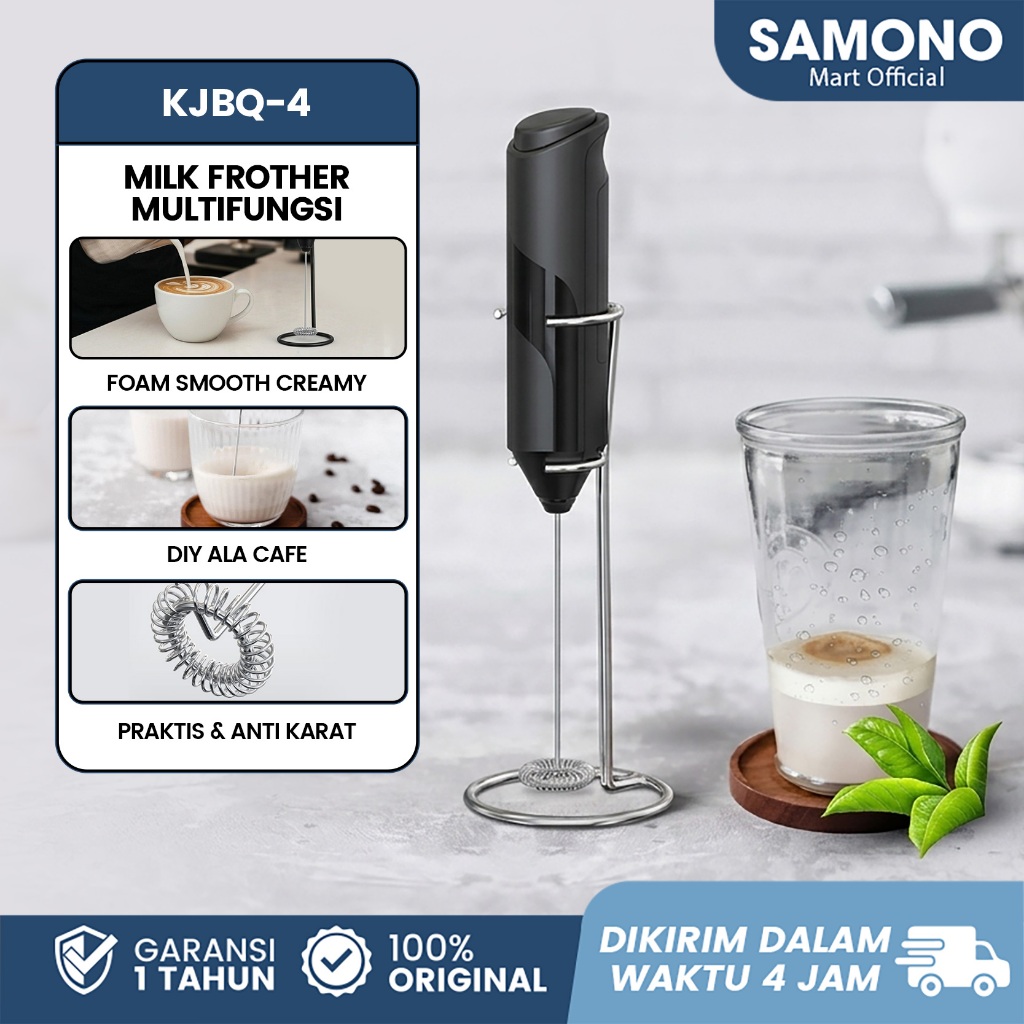 SAMONO Milk Frother Electric Pengocok Susu Portable Mixer Mini Alat Pembuih susu Kopi Latte Telur Pe