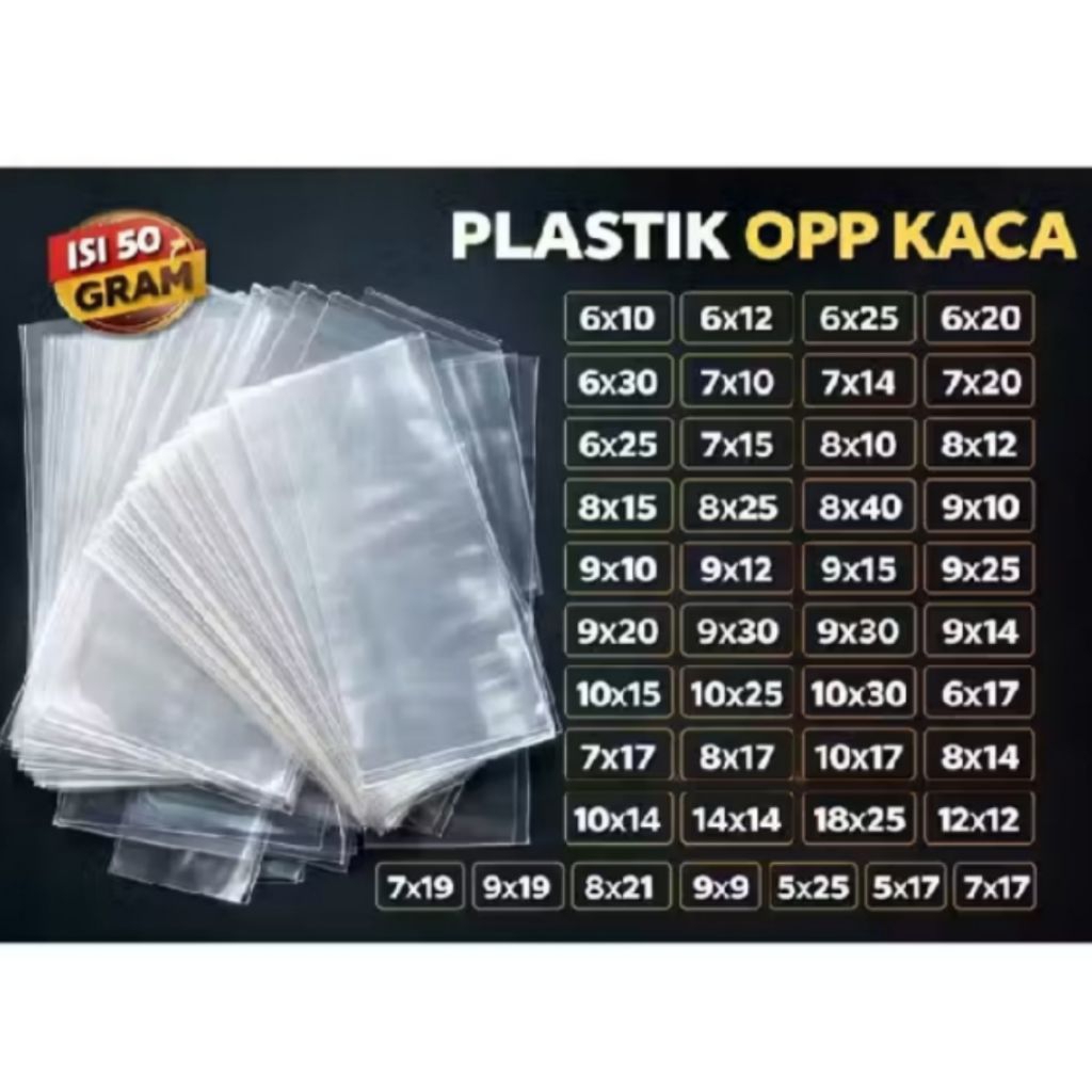 Plastik opp kaca tebal 50gr tanpa lem / plastik aksesoris ikat rambut / plastik souvenir / plastik o