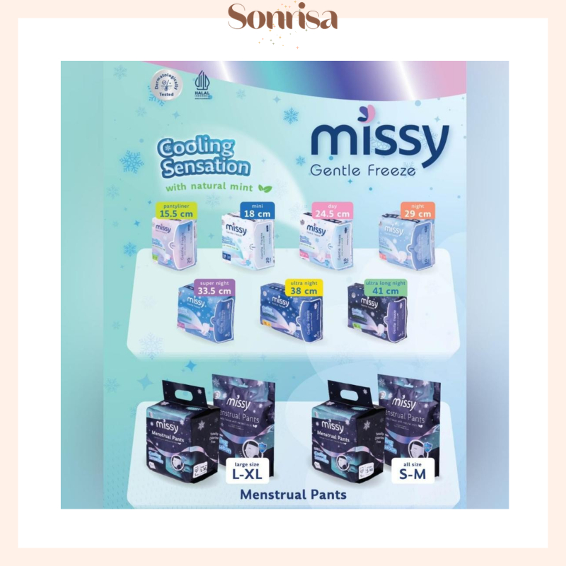 SONRISA - Pembalut Missy Gentle Freeze Skin Friendly / Softex Celana Menstruasi / Pembalut Wanita Pa