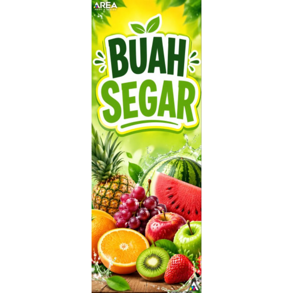 mmt banner buah segar dan alat X banner| 60x160 cm flexi 280 gsm | X banner | Y banner | Roll banner
