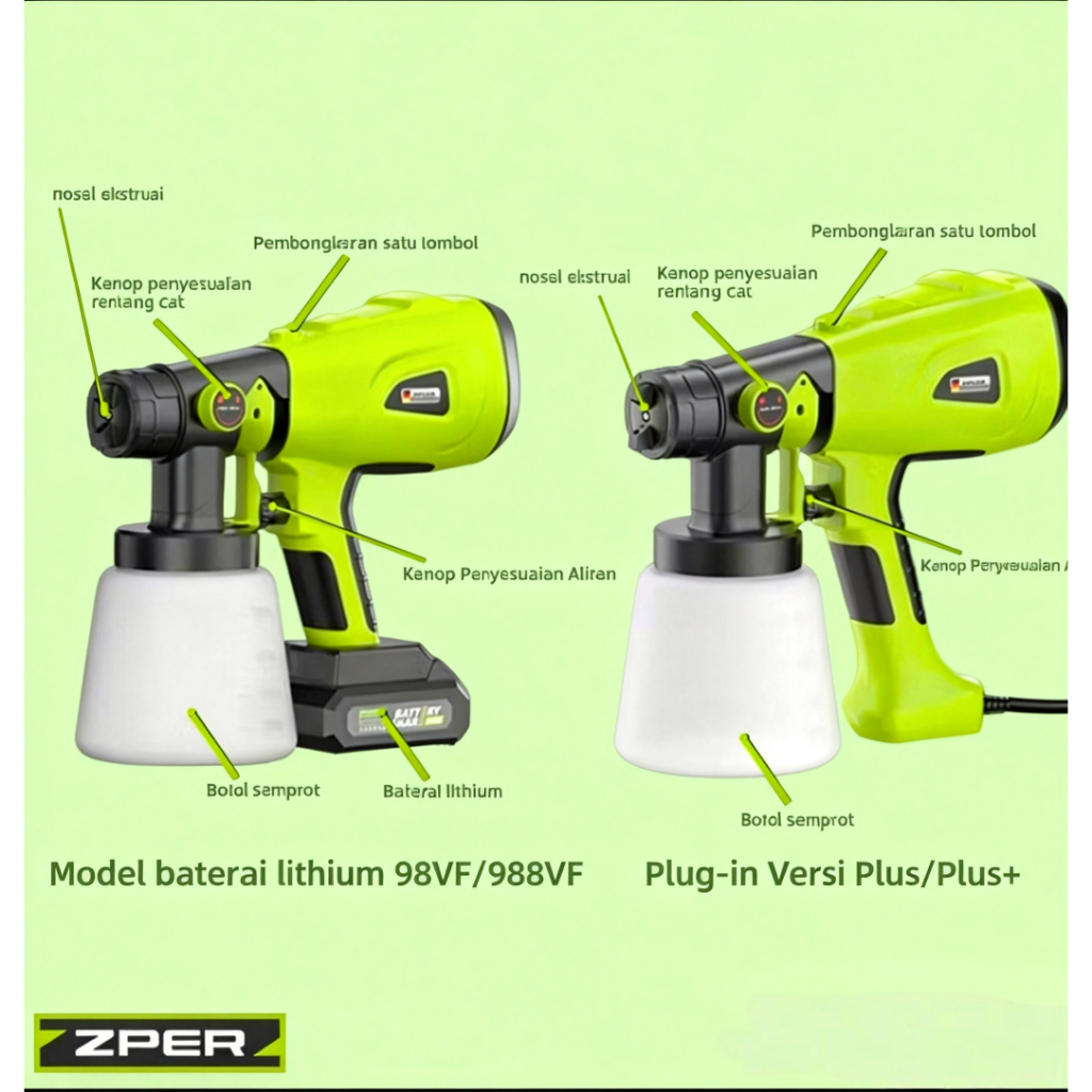 ZPER Kompresor Spraygun Cat Semprot Sprayer Gun Elektrik Listrik Alat Mesin Cat Tembok 1300ml 450W Z