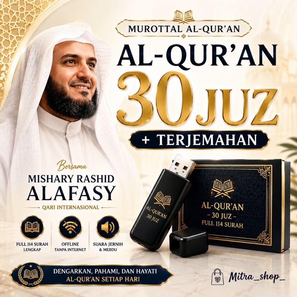 Flashdisk Murottal Al-Qur’an 30 Juz + Terjemahan Indonesia USB Flashdisk MP3 Full 114 Surah Offline